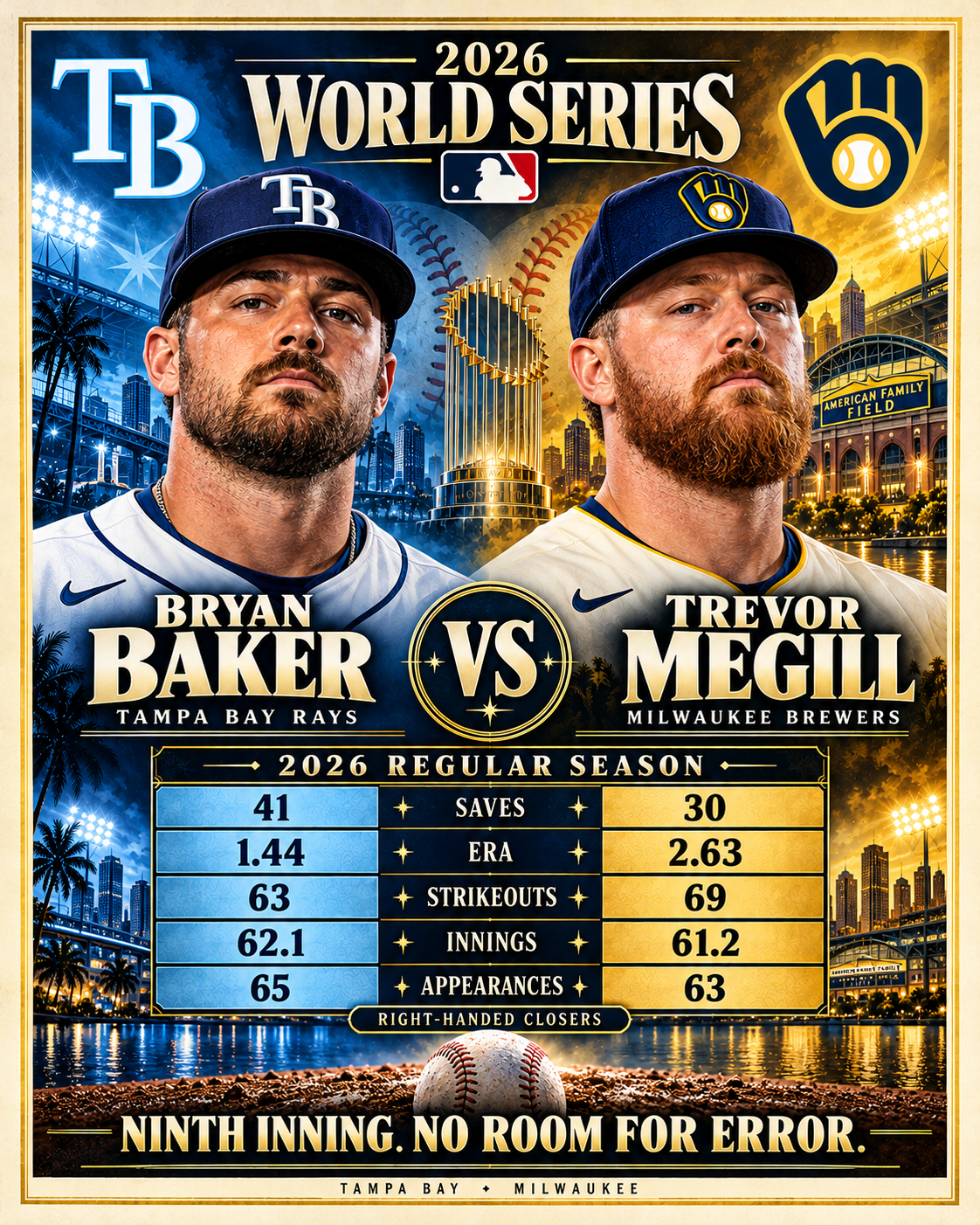 5061 Tampa Bay Rays vs Milwaukee Brewers World Series 8x10 Print Design 7