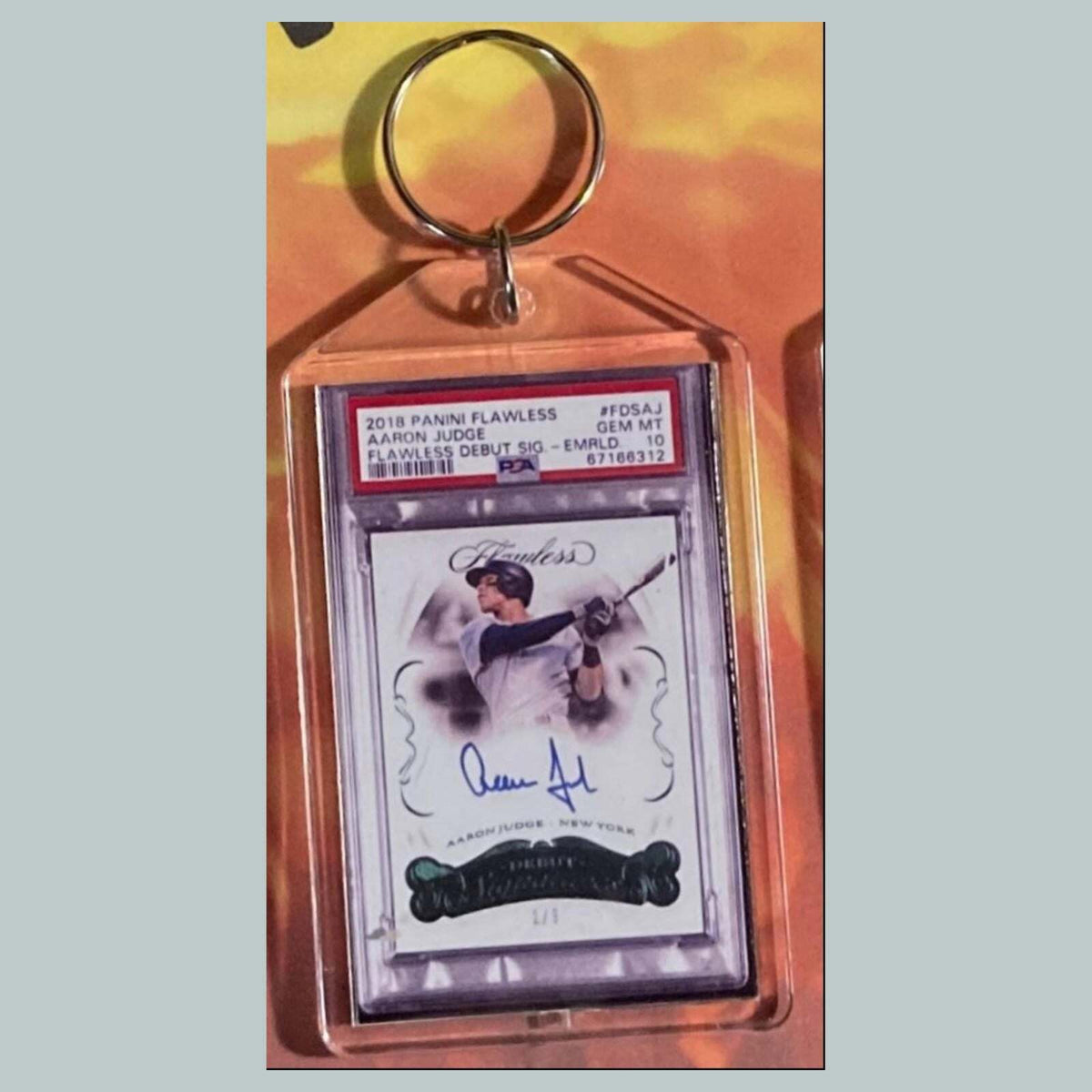 3596 Aaron Judge 2018 Panini Flawless Debut Auto Custom Made Keychain