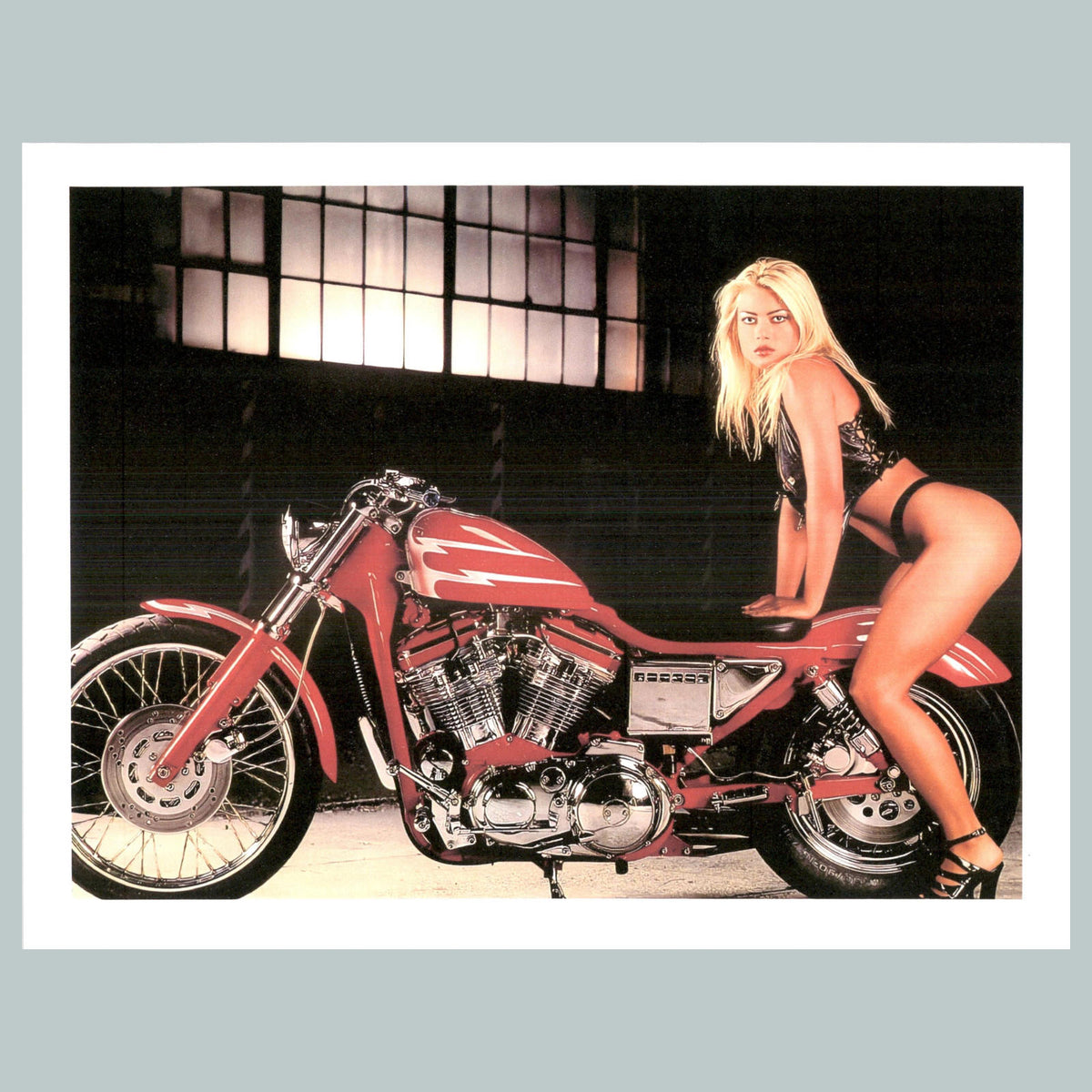 0167 P -8X10 Pinup Red Bike Glossy Photo Fast-Secure Shipping
