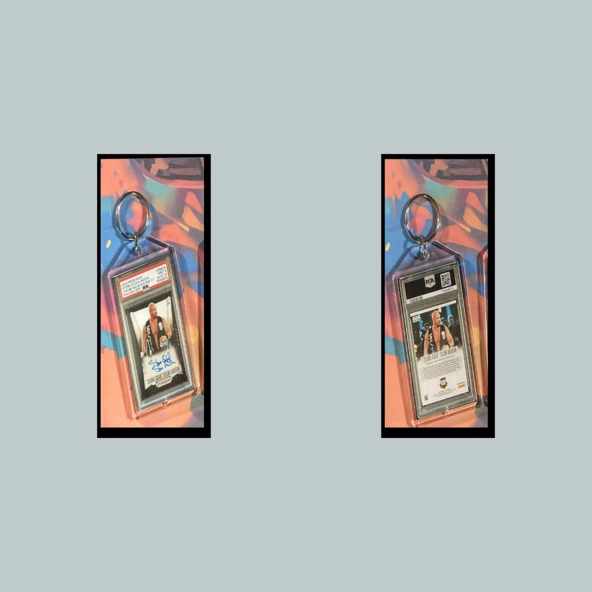 3363 Steve Austin 2023 Panini Prizm Throwback Black Auto Custom Made Keychain