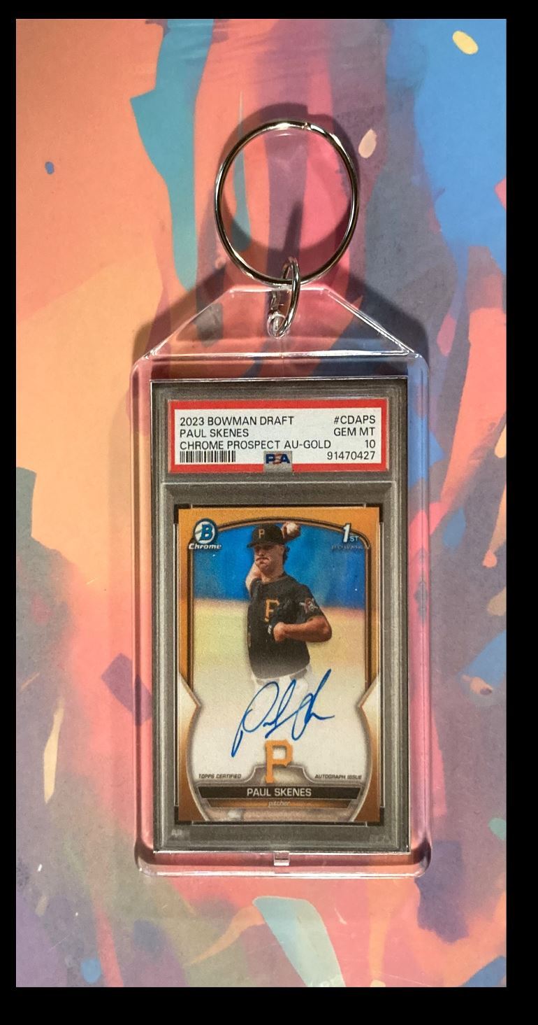 3054 Paul Skenes 2023 Bowman Chrome Gold Auto Custom Made Keychain
