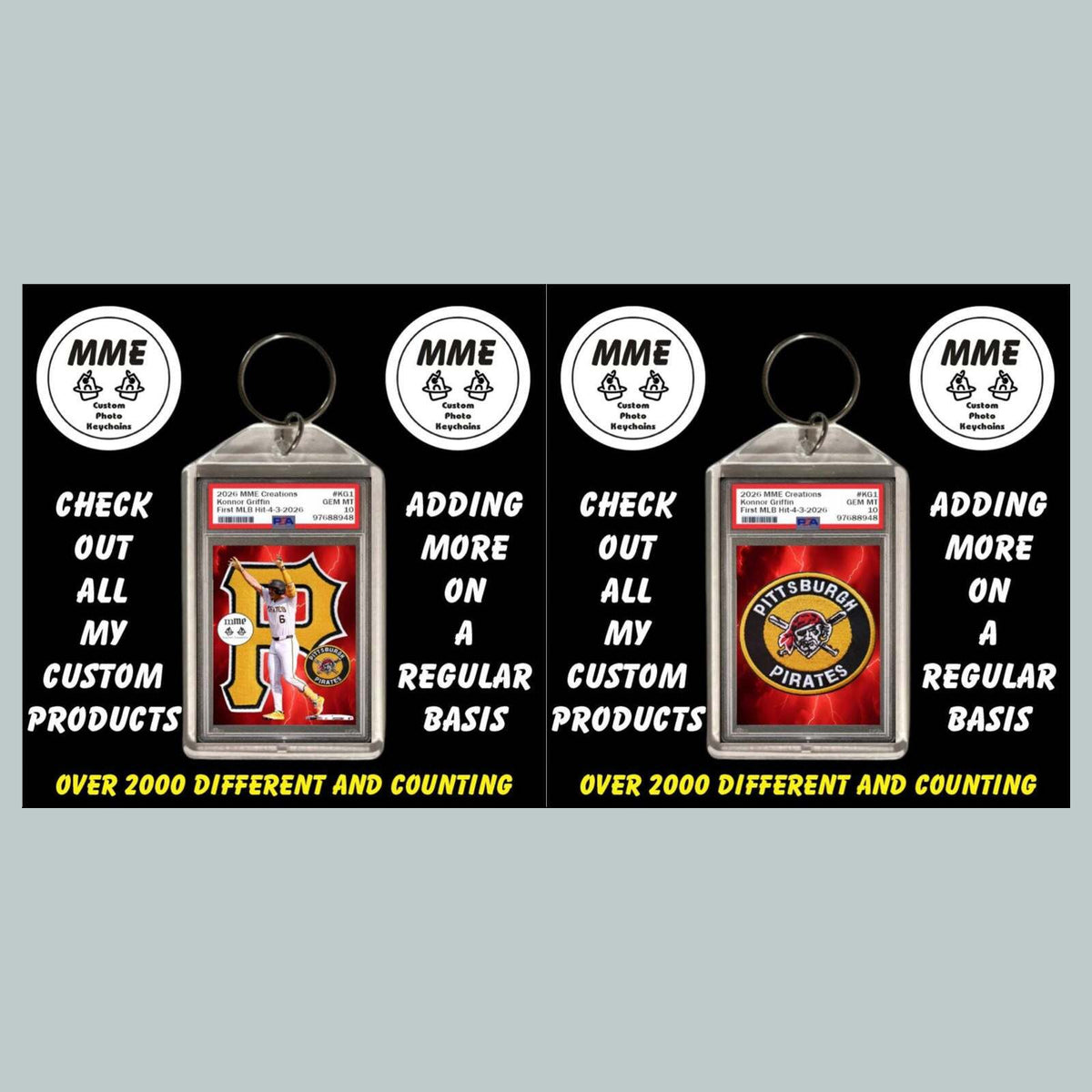 3797 Custom Keychain Konnor Griffin First Major League Hit Fast Secure Shipping