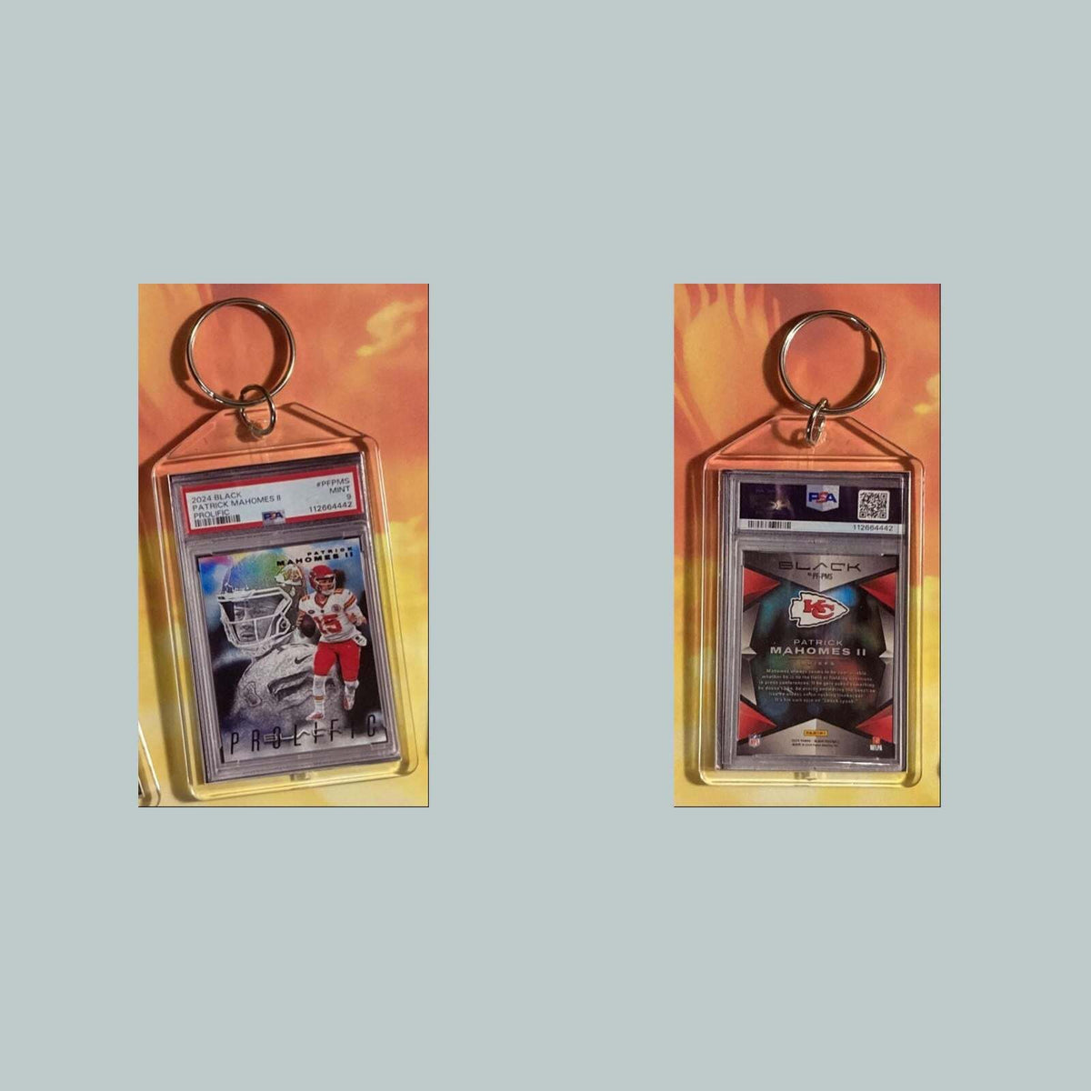 3612 Patrick Mahomes 2024 Panini Prolific Black Custom Keychain