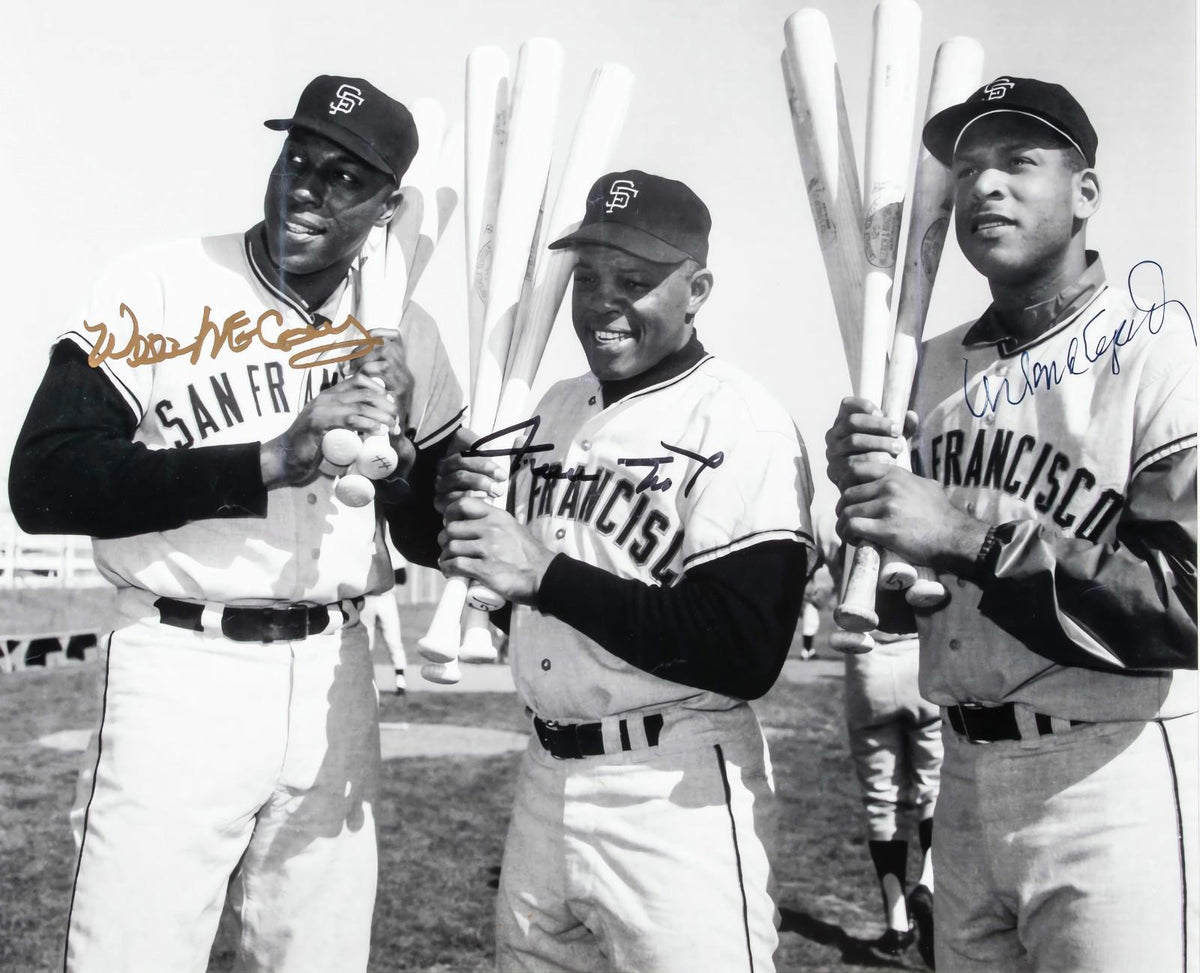 0733 P-8X10 Willie Mays/McCovey/Cepeda Fac Auto Glossy Photo Fast Shipping BBL