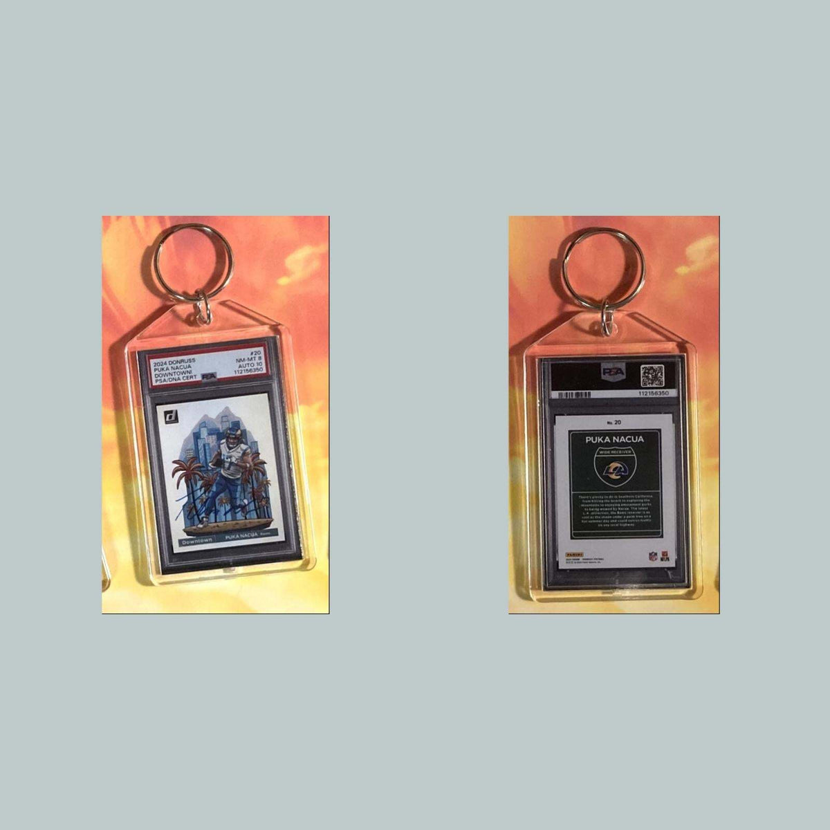 3688 Puka Nacua 2024 Panini Donruss Downtown Auto Custom Hand Made Keychain