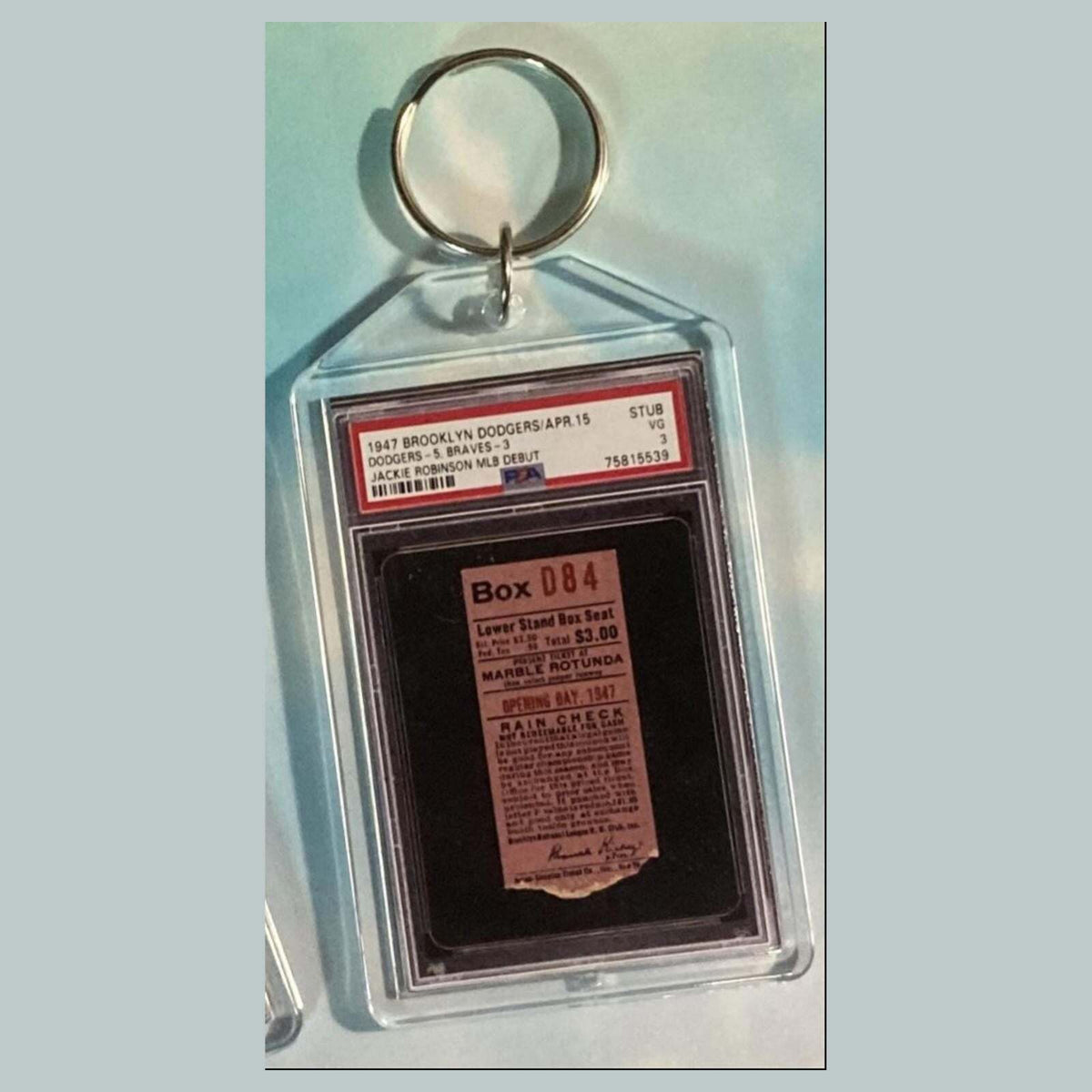 3631 Jackie Robinson Ticket Stub 1st Game 1947 Custom Made Keychain