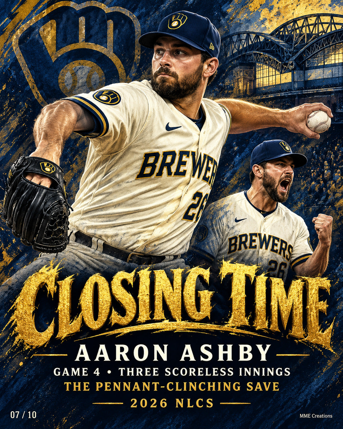 4974 Brewers 07 Aaron Ashby Closing Time 8x10 Glossy Print
