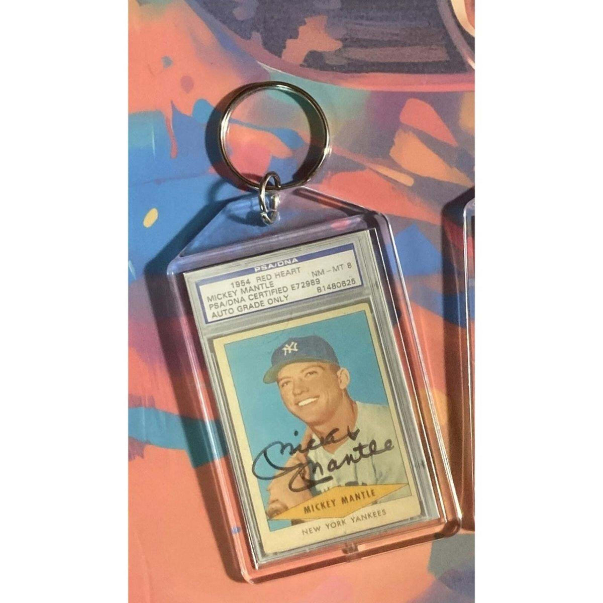 3197 Mickey Mantle 1954 Red Heart - Custom Made Novelty Keychain - A Great Gift