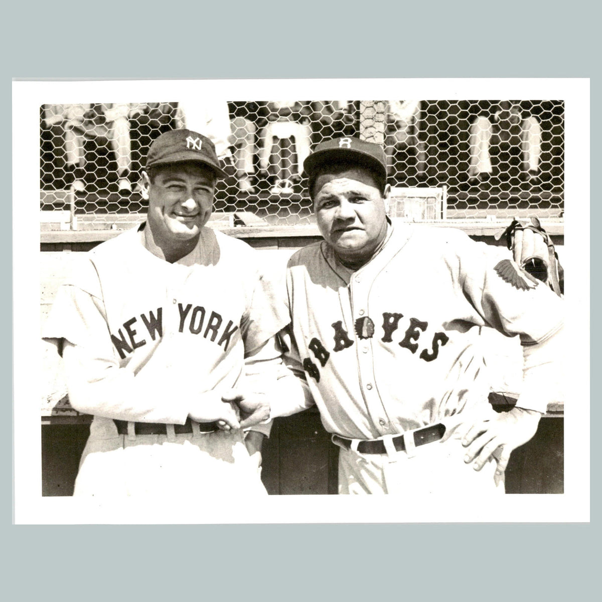 0071 P -8X10 Babe Ruth and Lou Gehrig Shaking Hands Glossy Photo BBL