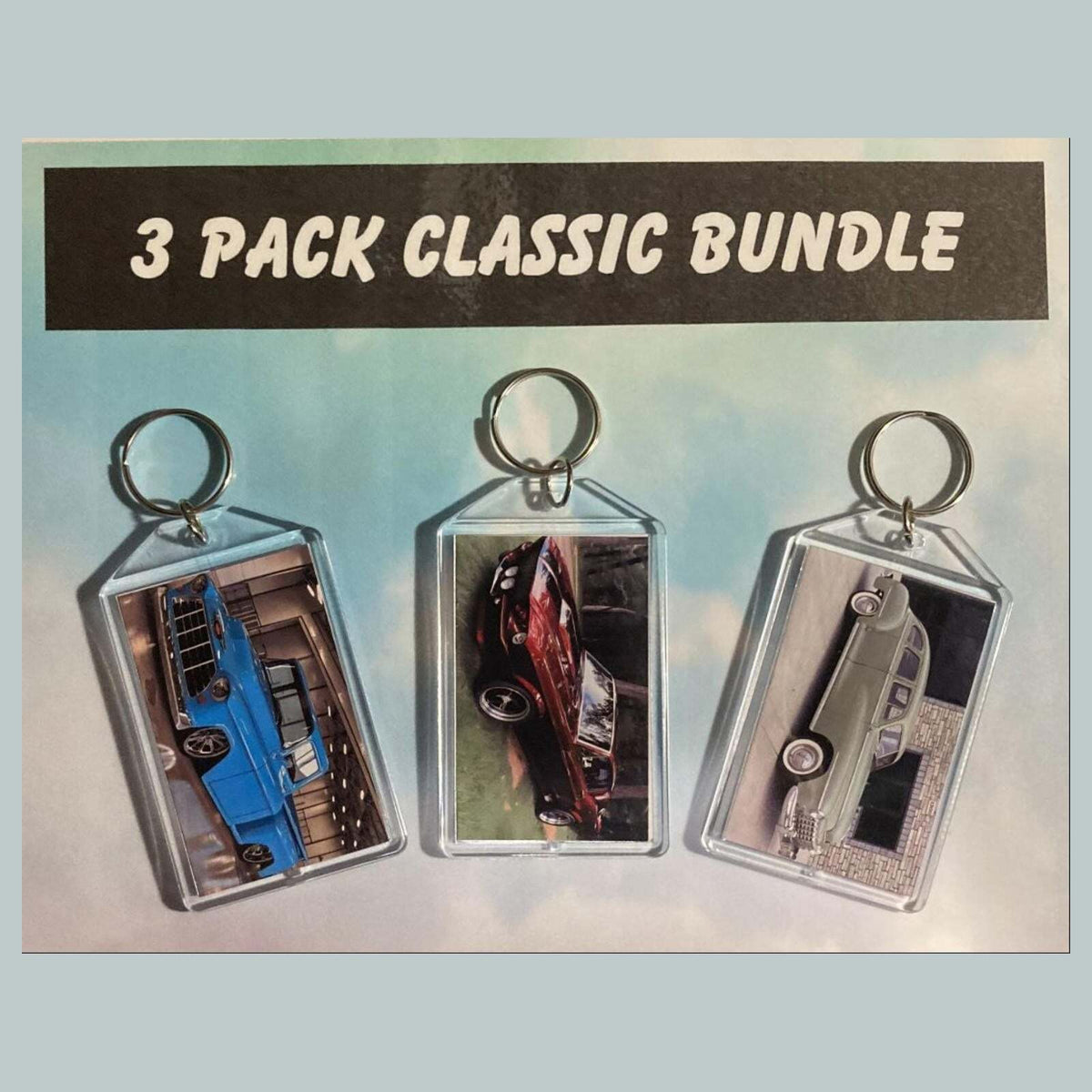 3553B Threefer Bundle Classic Cars Keychain | Vintage Automobile Photo Keychain MSC KYC