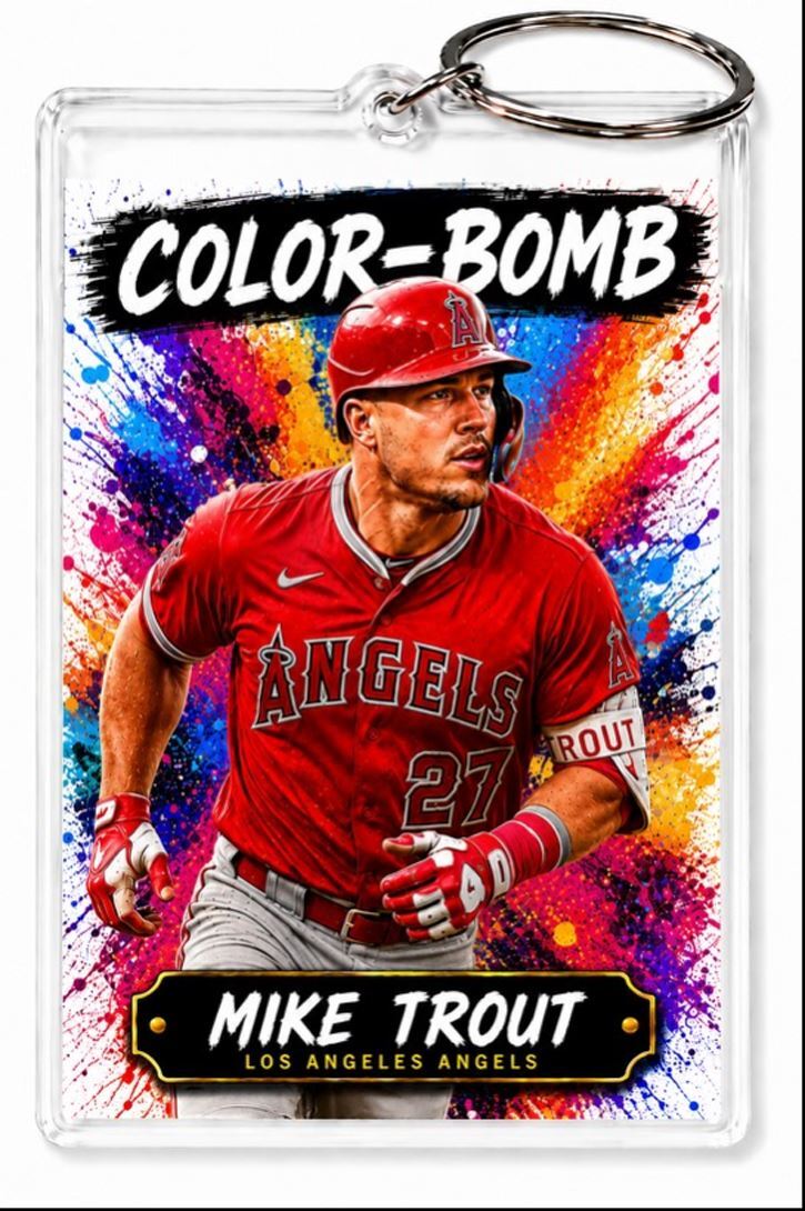 3798 Mike Trout Keychain | Color-Bomb | Custom Photo Keychain No Nameplate