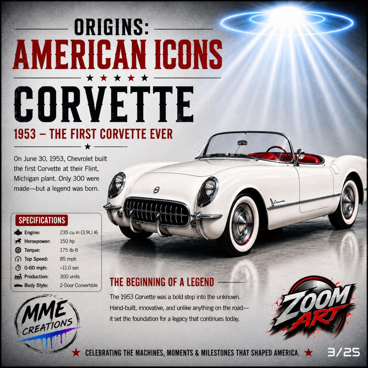 2680 Origins: American Icons — 1953 Corvette Limited Edition /25 Giclée Print