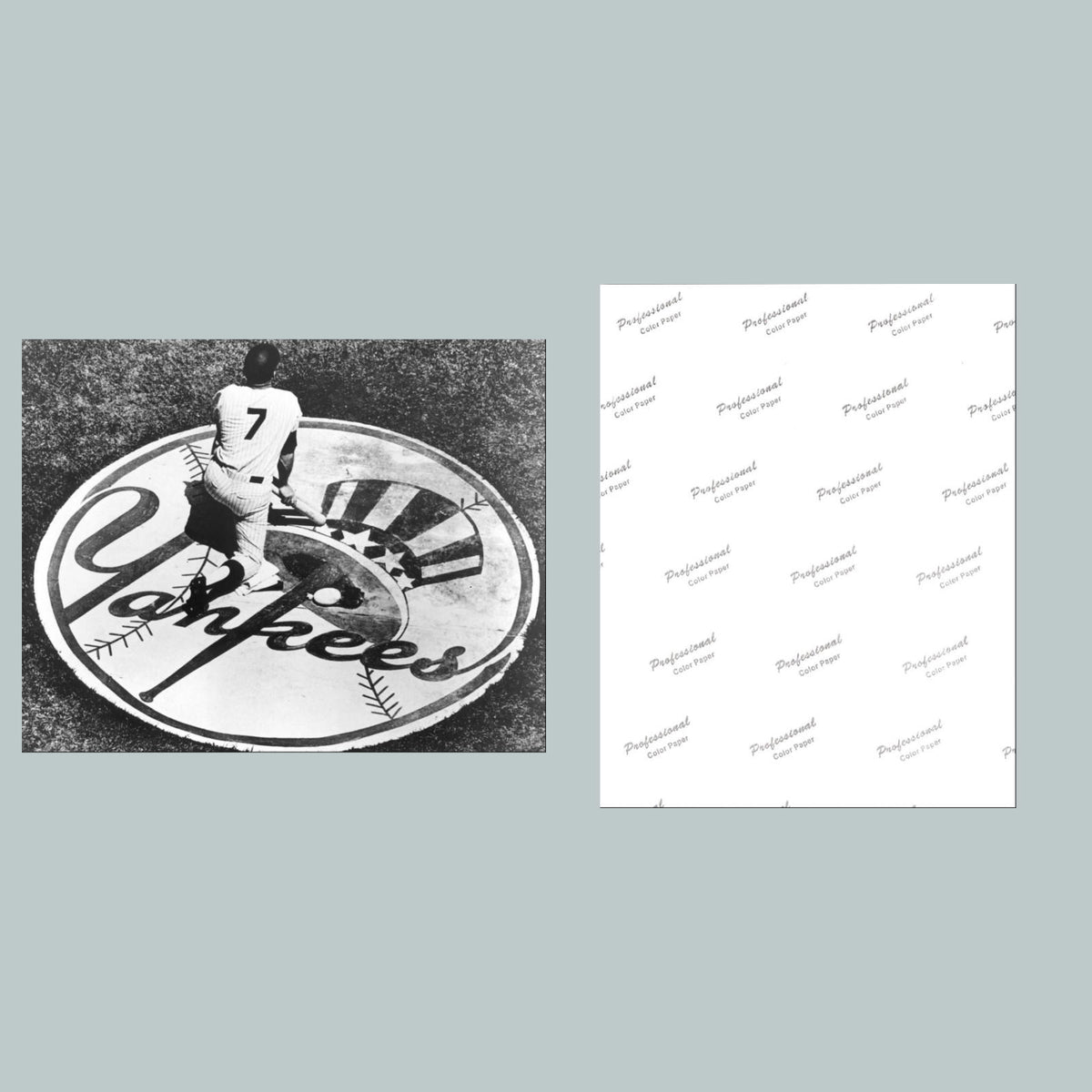 0806 P -8X10 Mickey Mantle in Batting Circle Yankees Logo Glossy Photo BBL
