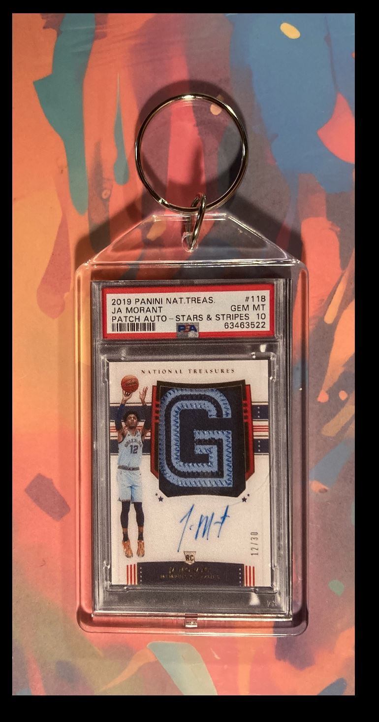 3022 Ja Morant 2019 Panini Patch Auto PSA Style - Custom Keychain - Great Gift