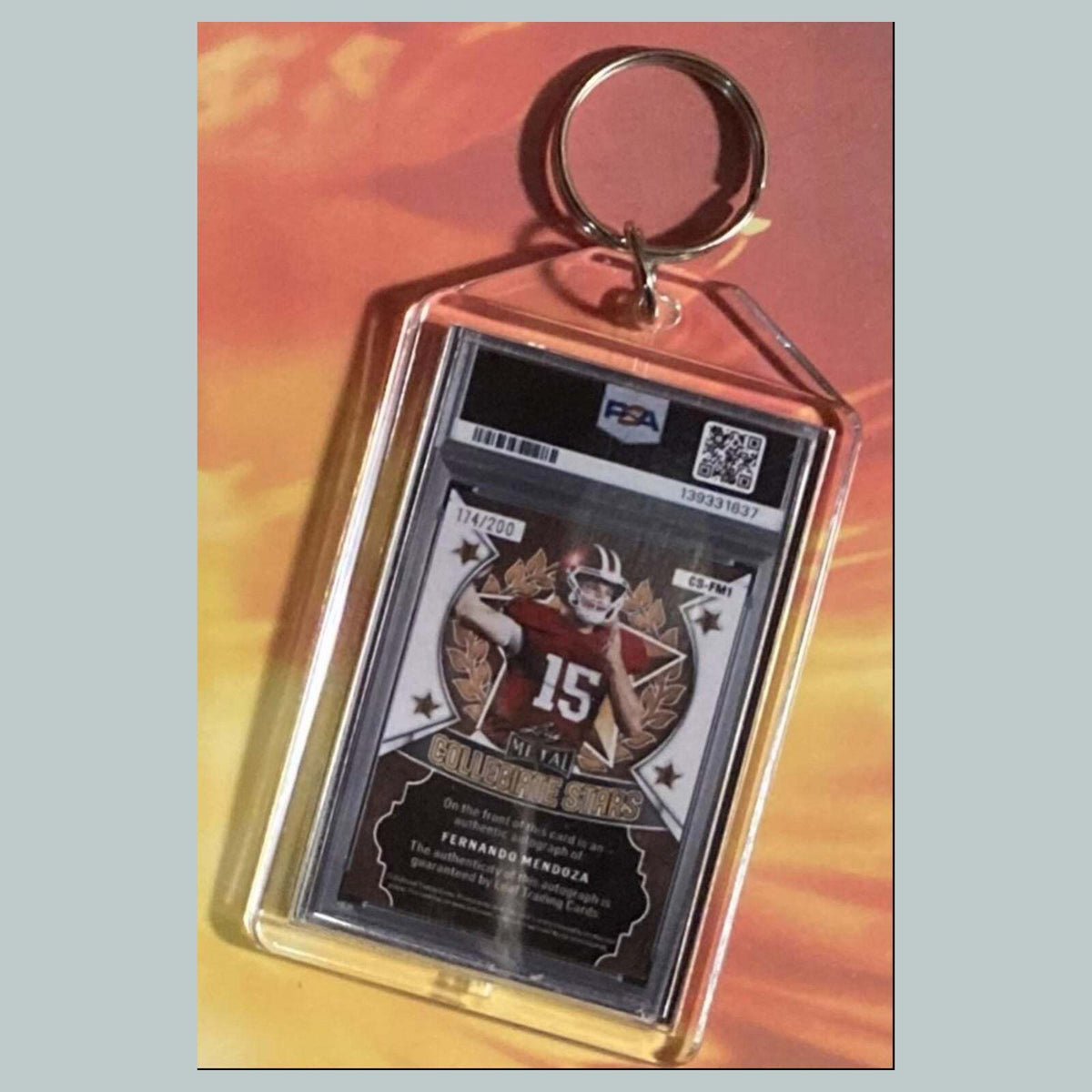 3731 Fernando Mendoza 2025 Bowman U White Shimmer Custom Hand Made Keychain