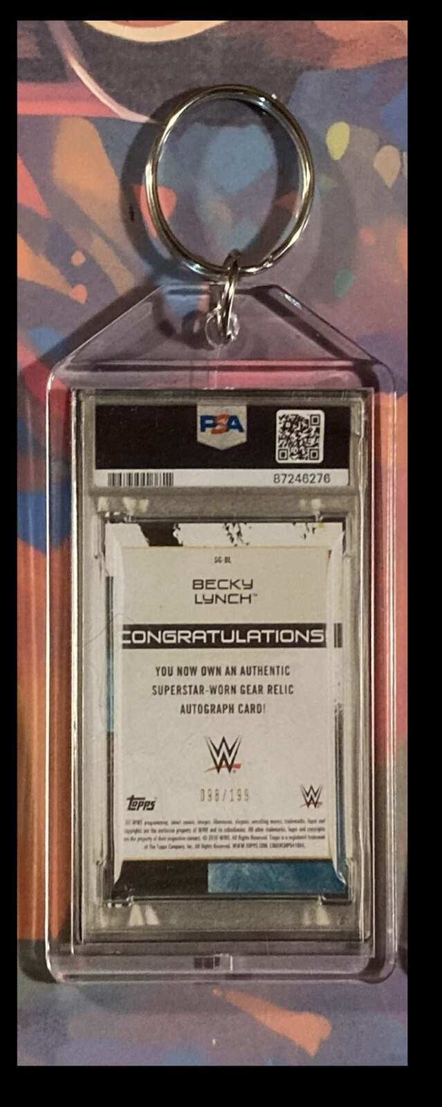 3364 Becky Lynch 2020 Topps Fully Loaded Patch Auto Custom Hand Made Keychain
