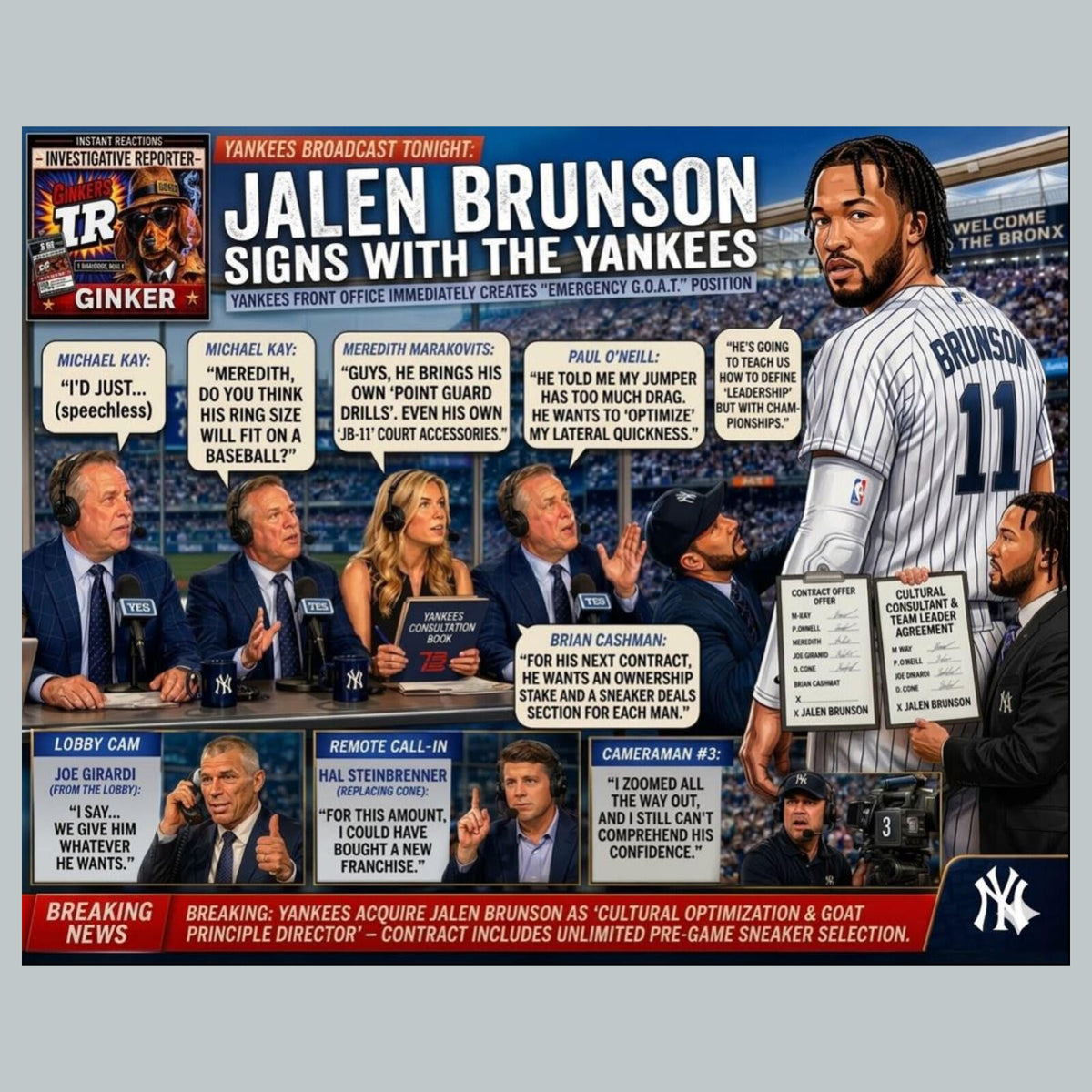 2830 Brunson Signs With Yankees Ginker’s Instant Reactions 8X10 Print BKL