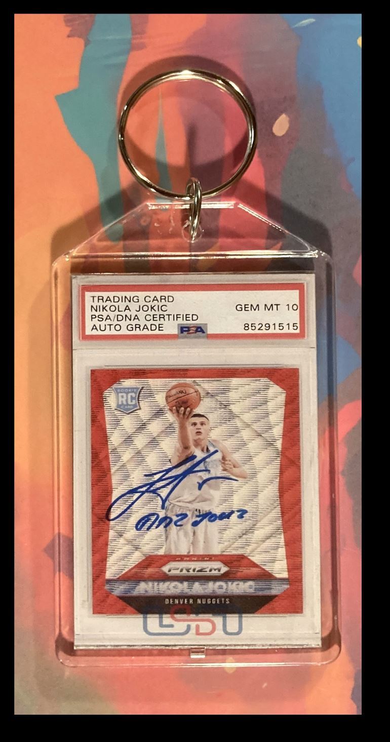 2980 Nikola Jokic 2015 Panini Prizm Ruby Wave Auto Custom Keychain