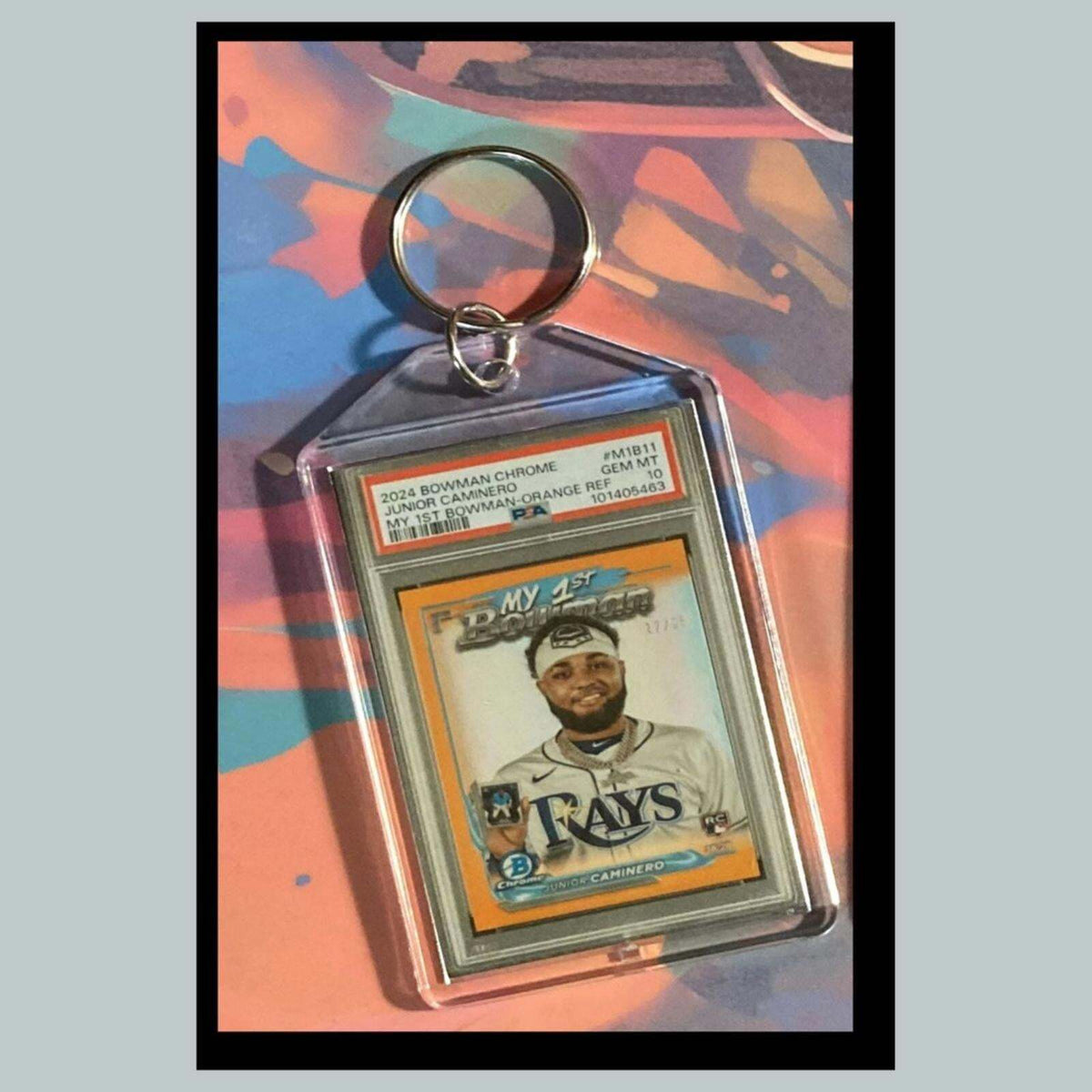 3428 Junior Caminero 2024 Chrome My 1st Card Orange Custom Keychain- Great Gift