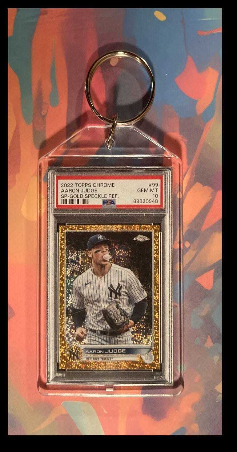 3011 Aaron Judge 2022 Topps Chrome Gold Speckle SP Custom Made Novelty Keychain