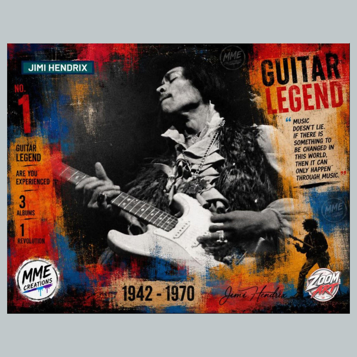 2819 Jimi Hendrix /25 8X10 Zoom Art Series Giclée Print Limited Edition _/25