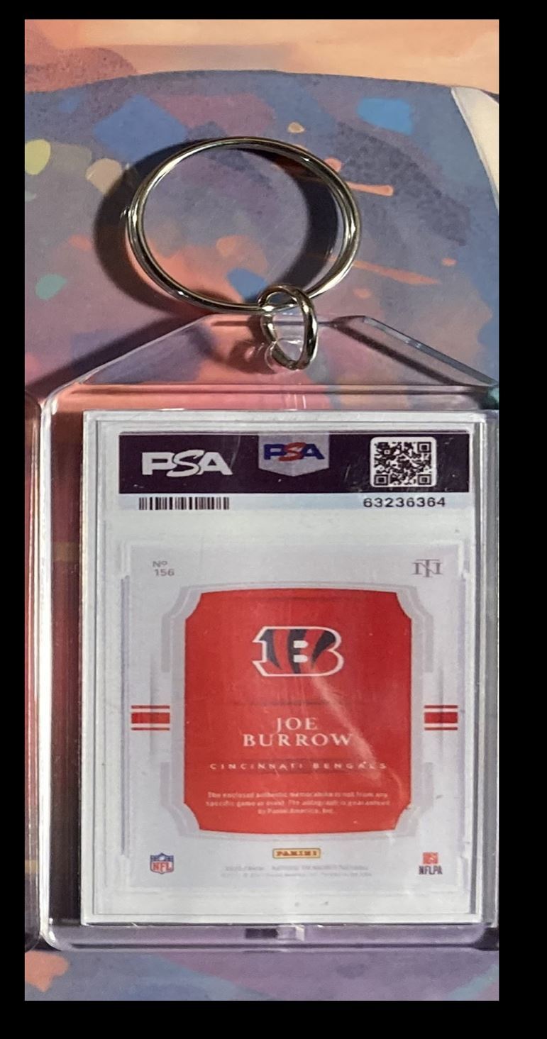3080 Joe Burrow 2020 Panini Nat Trea Rookie Patch Auto Custom Keychain - Gift