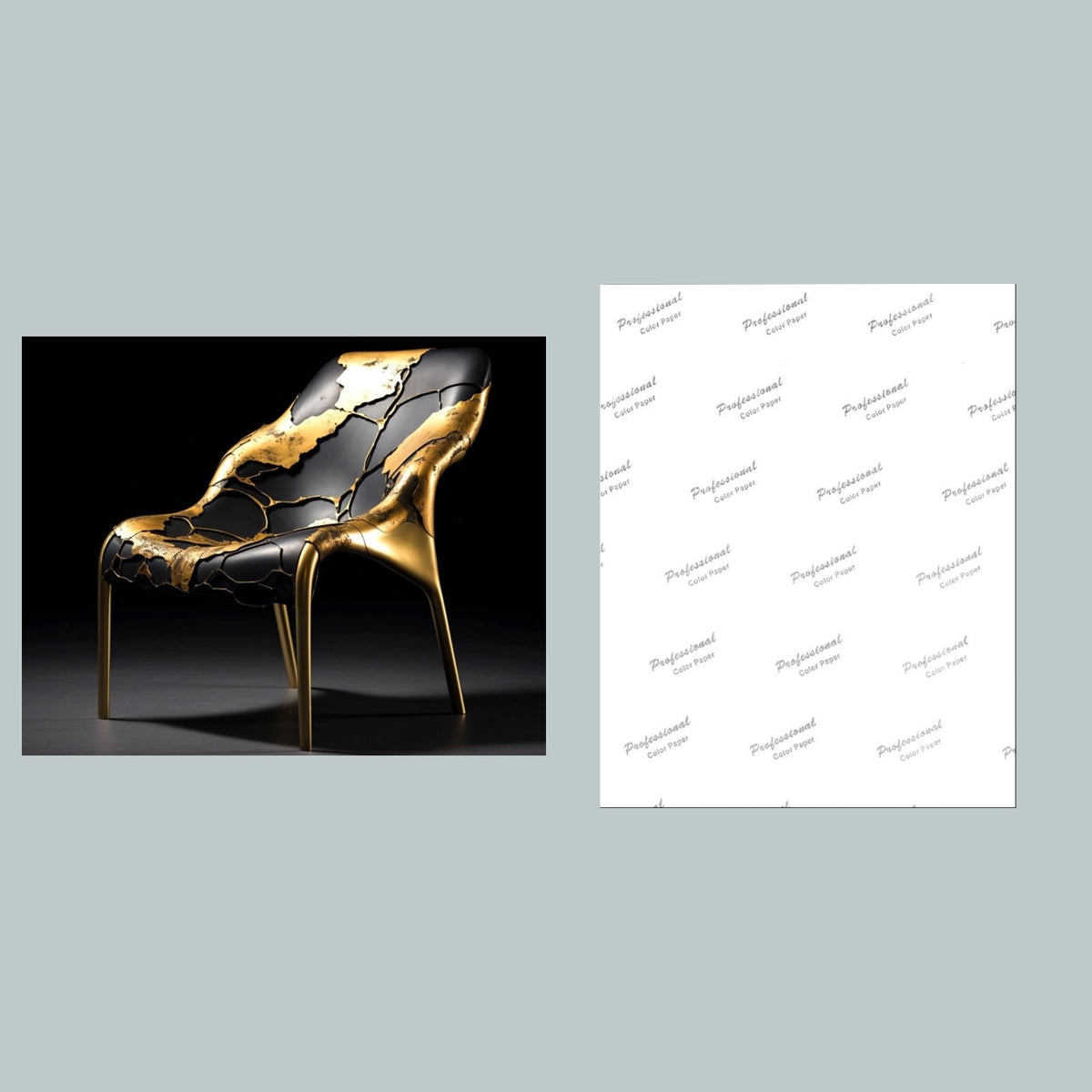 0889 8x10 Glossy Photo Kintsugi Gold Chair - Fast-Secure Shipping MS