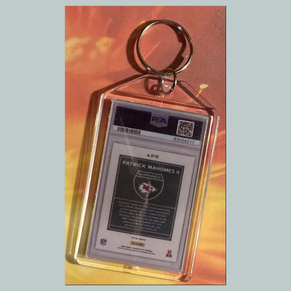 3602 Patrick Mahomes 2020 Panini Donruss Optic Downtown Custom Keychain