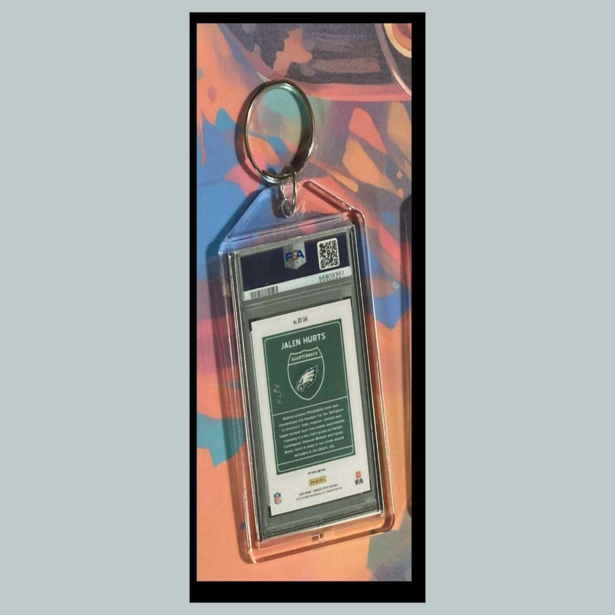 3422 Jalen Hurts 2020 Panini Donruss Optic Downtown Gold Vinyl Custom Keychain
