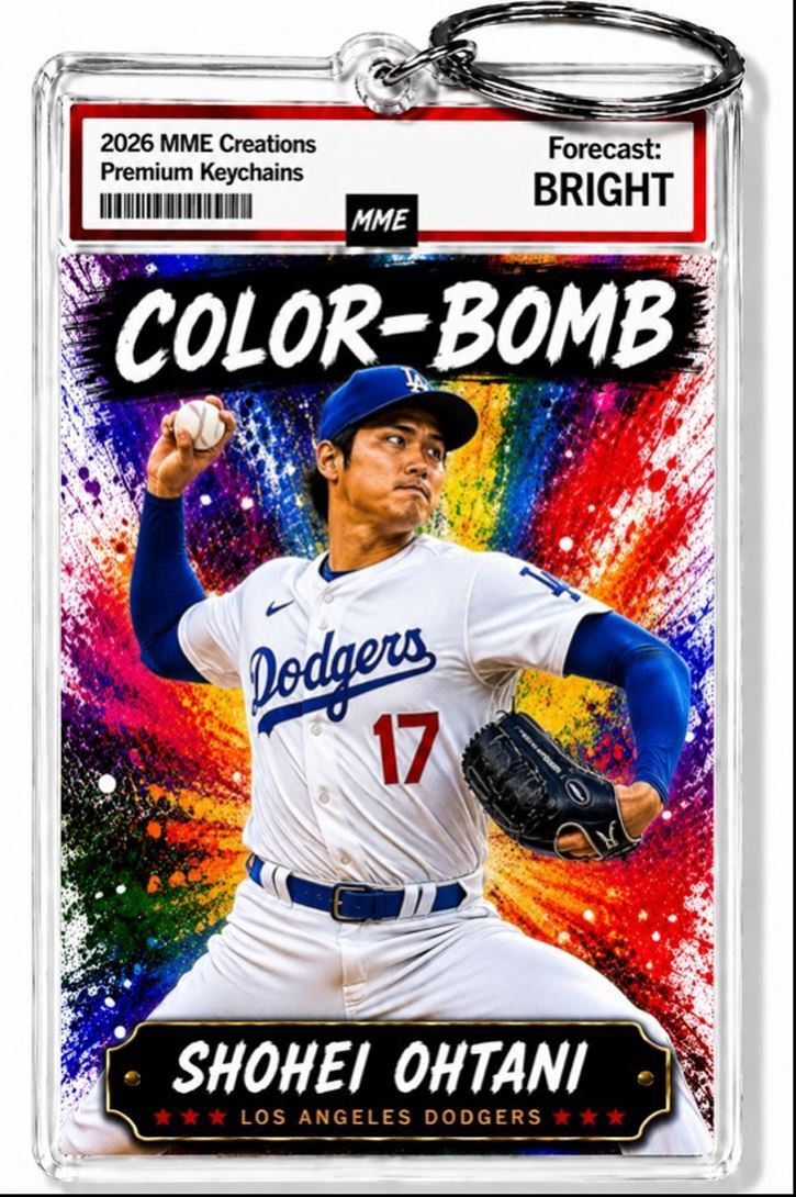 3870 Shohei Ohtani Keychain Pitching | Color-Bomb | Photo Keychain W/ Nameplate