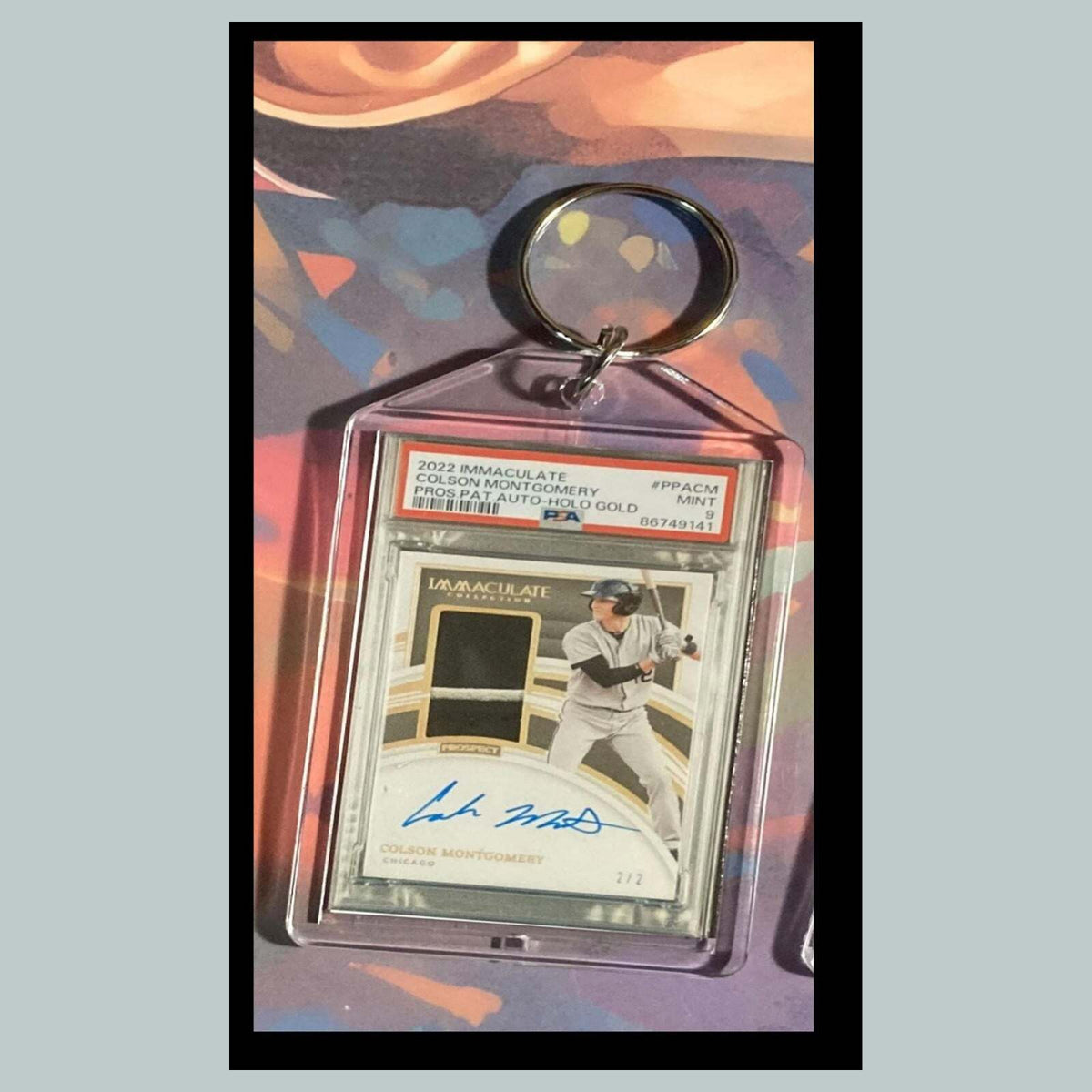 3508 Colson Montgomery 2022 Panini Immaculate Gold Patch Auto Custom Keychain