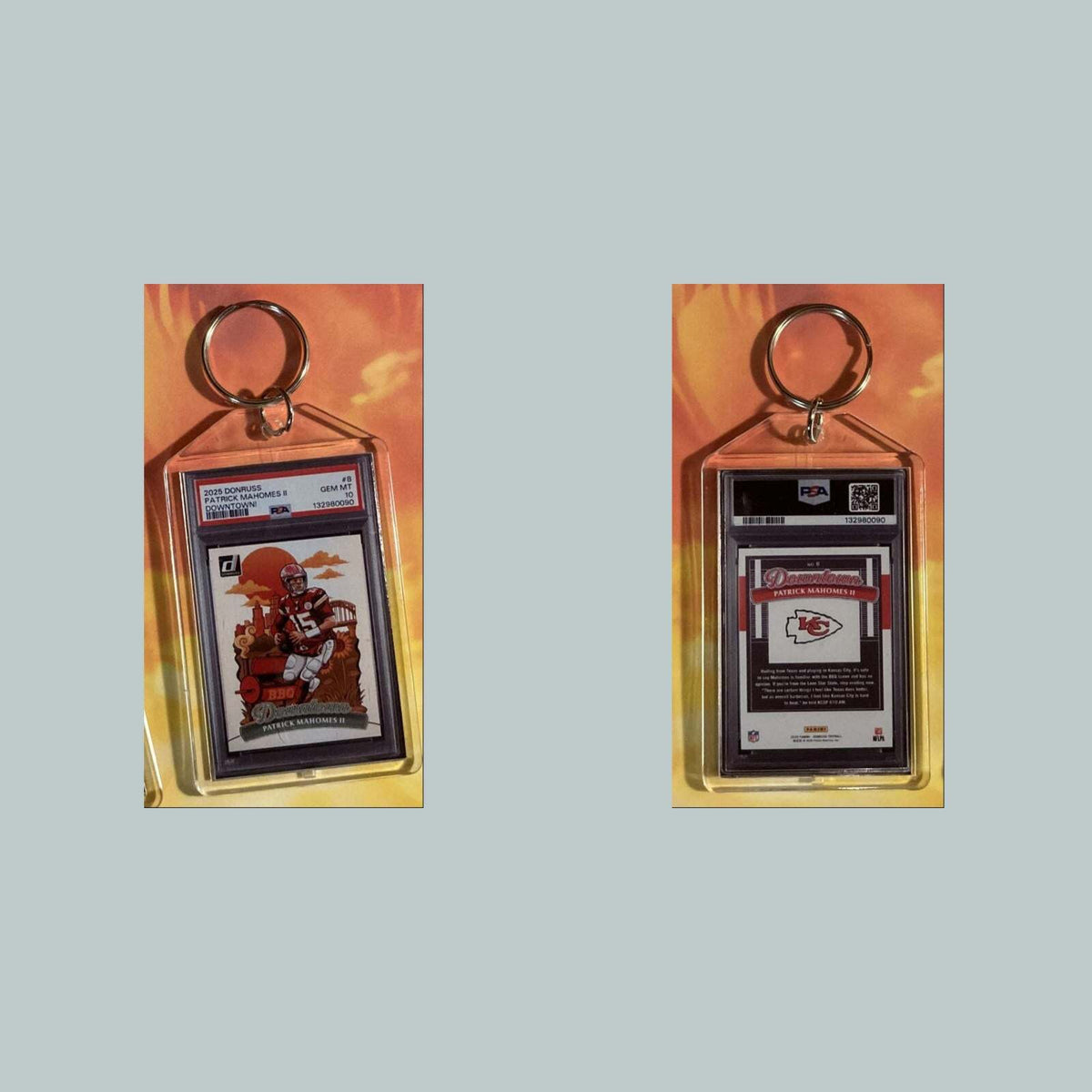 3601 Patrick Mahomes 2025 Panini Donruss Downtown Custom Keychain