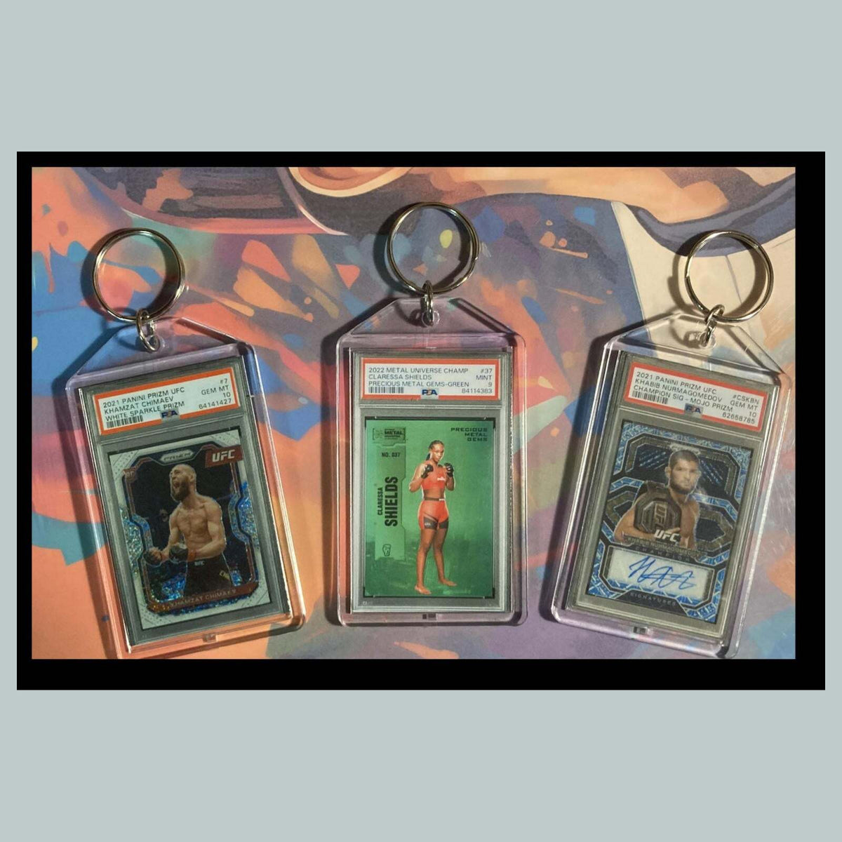 3451B Khamzat Chimaev/Shields/Nurmagomedov 3 Pack Bundle - 3 Different Keychains