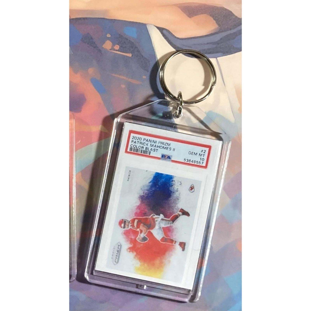 3185 Patrick Mahomes 2020 Panini Prizm Colorblast Custom Made Novelty Keychain