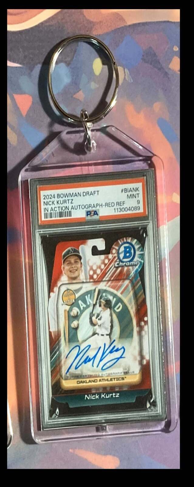 3231 Nick Kurtz 2024 Bowman Draft Chrome In Action Auto-Custom Keychain