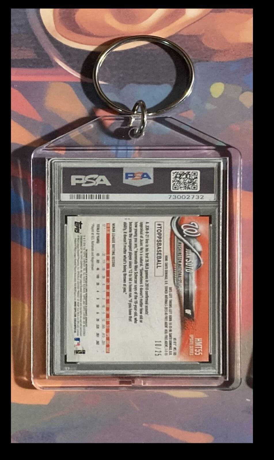 3200 Juan Soto 2018 Topps Chrome Orange Refractor - Custom Made Keychain