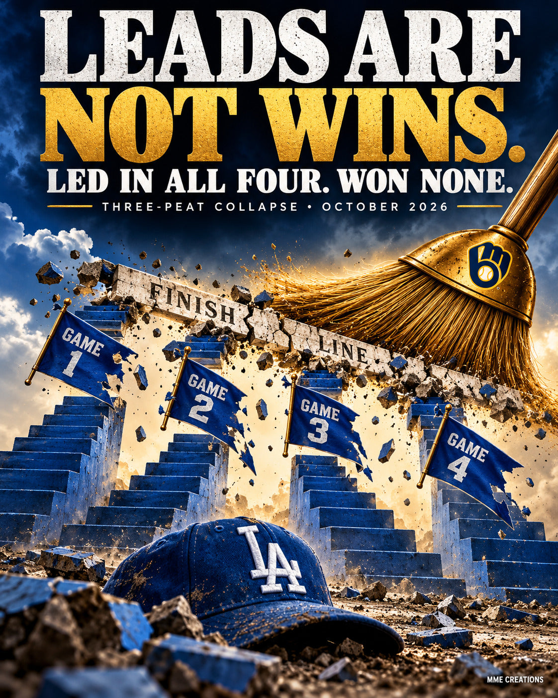 4989 Leads Are Not Wins - Dodgers Three-Peat Collapse 8x10 Print