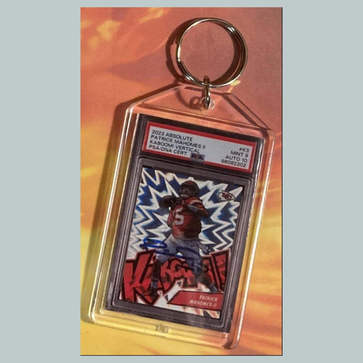 3616 Patrick Mahomes 2023 Panini Absolute Kaboom Custom Keychain