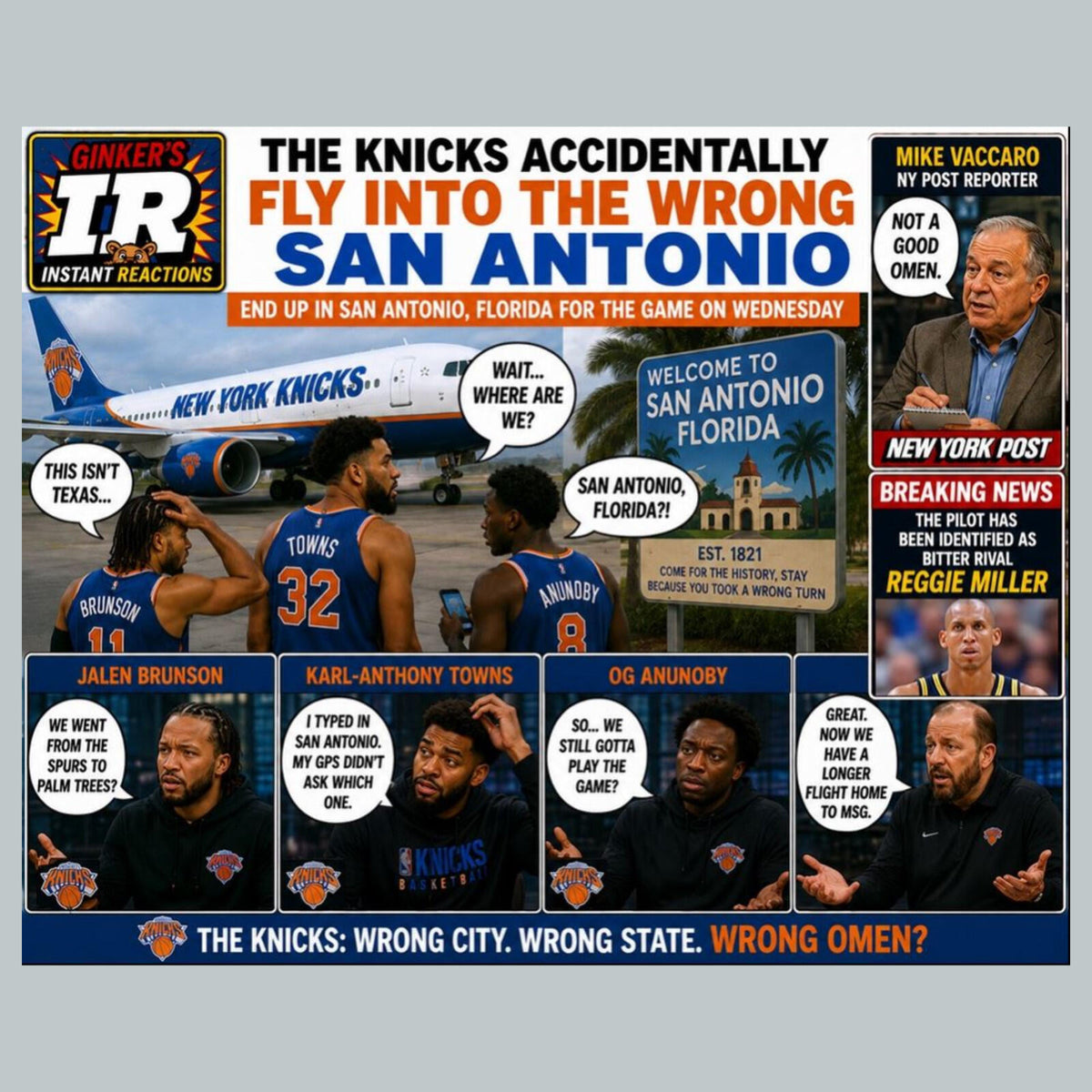 2769 The Knicks Land In Wrong San Antonio Ginker’s Instant Reactions 8X10 Print