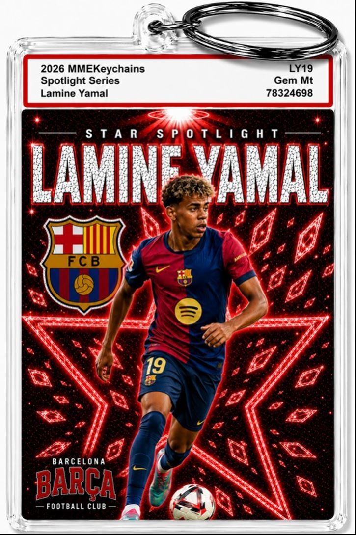 3985 Lamine Yamal Keychain Red Spotlight Premium Keychain With Nameplate