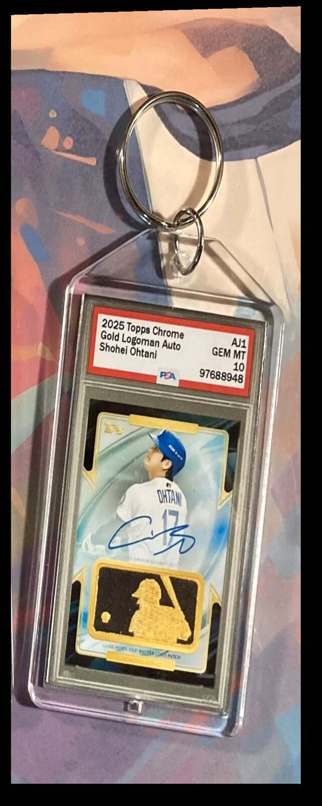 3368 Shohei Ohtan 2025 Topps Chrome Gold Logoman Auto Custom Novelty Keychain