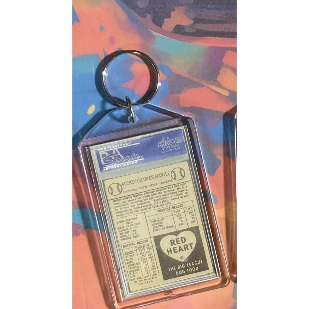 3197 Mickey Mantle 1954 Red Heart - Custom Made Novelty Keychain - A Great Gift