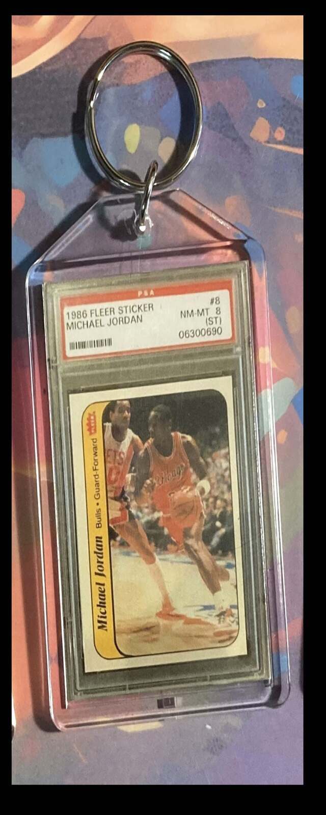 3213 Michael Jordan 1986 Fleer Sticker - Custom Made Keychain-Gift