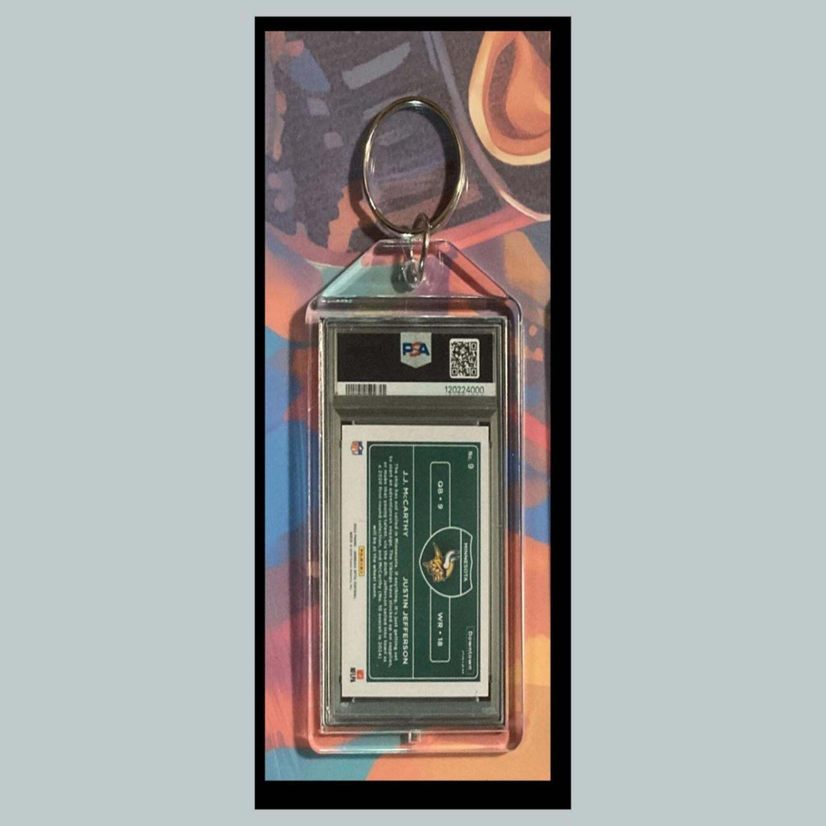 3410 Justin Jefferson/McCarthy 2024 Panini Donruss Downtown Duos Custom Keychain