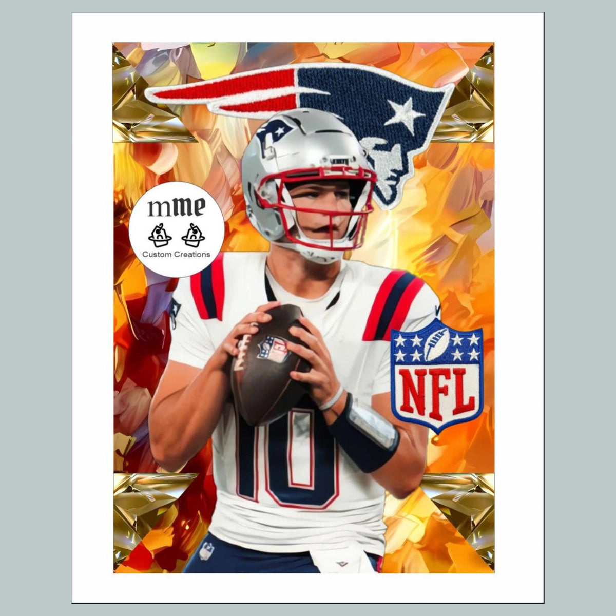 1133 P Drake Maye Orange Mockup 8x10 Glossy Photo - Fast-Secure Shipping FBL