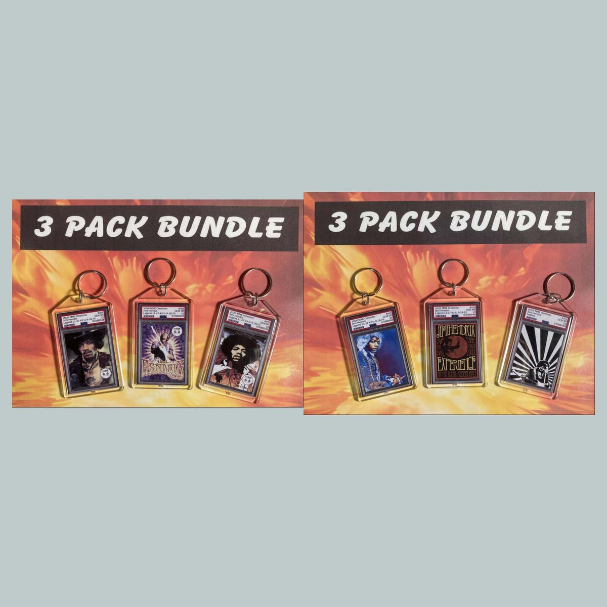 3747B Jimi Hendrix Custom Hand Made Novelty Keychains 3 Pack Bundle