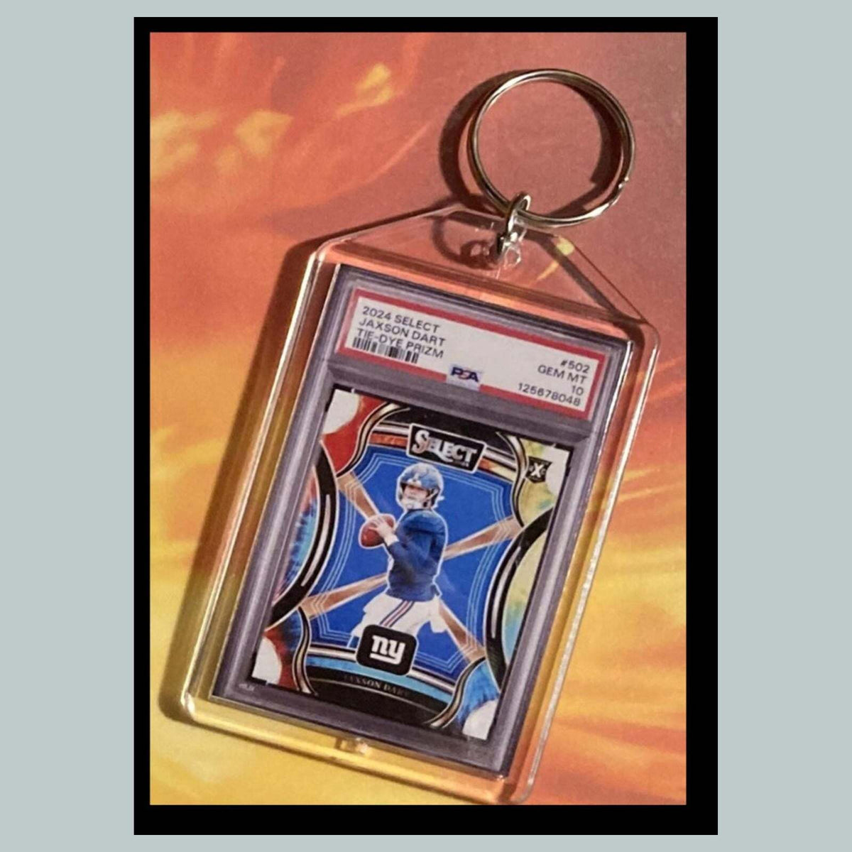 3529 Jaxson Dart 2024 Panini Select Tie-Dye Prizm Keychain