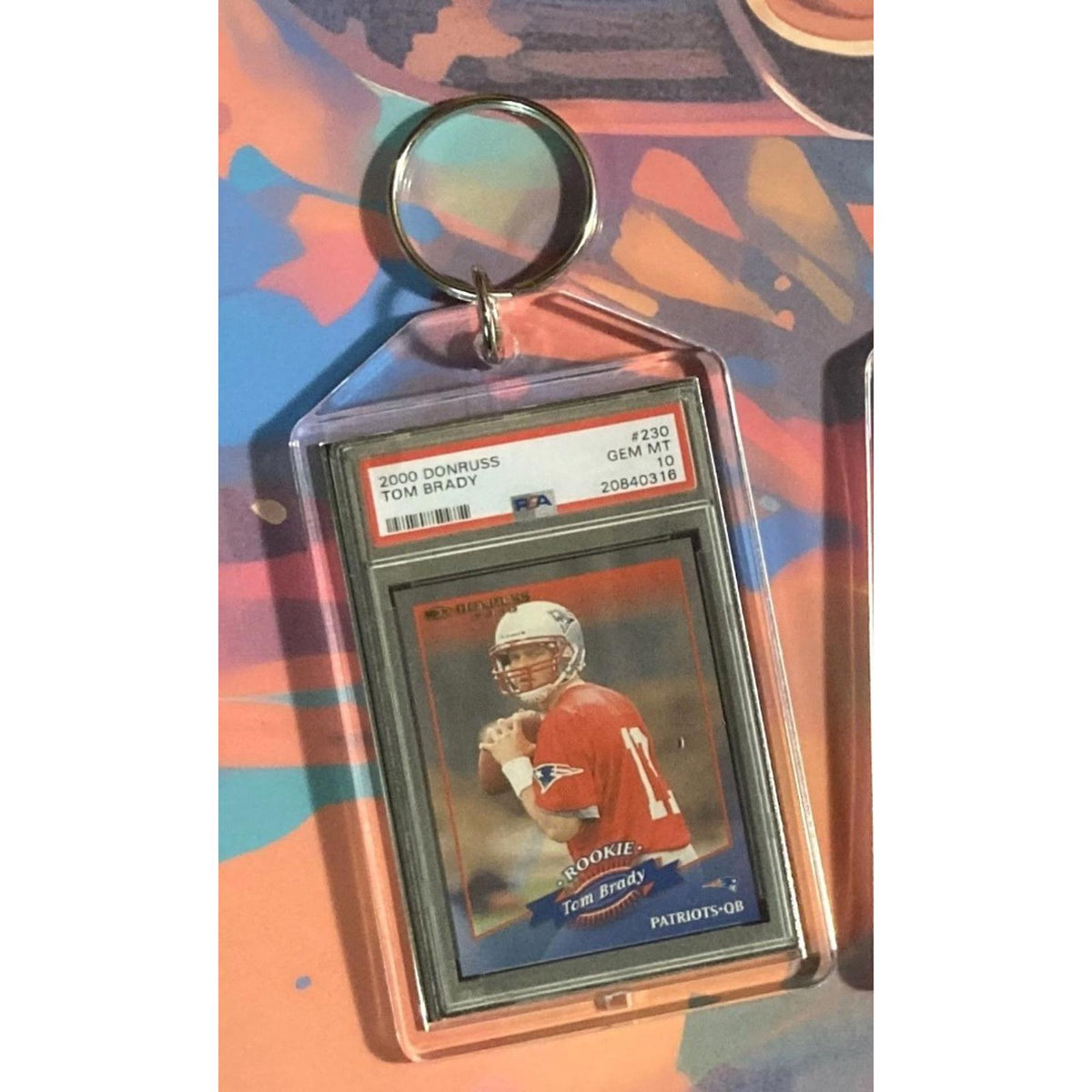 3153 Tom Brady 2000 Donruss Rookie Custom Hand Made Novelty Keychain -Great Gift