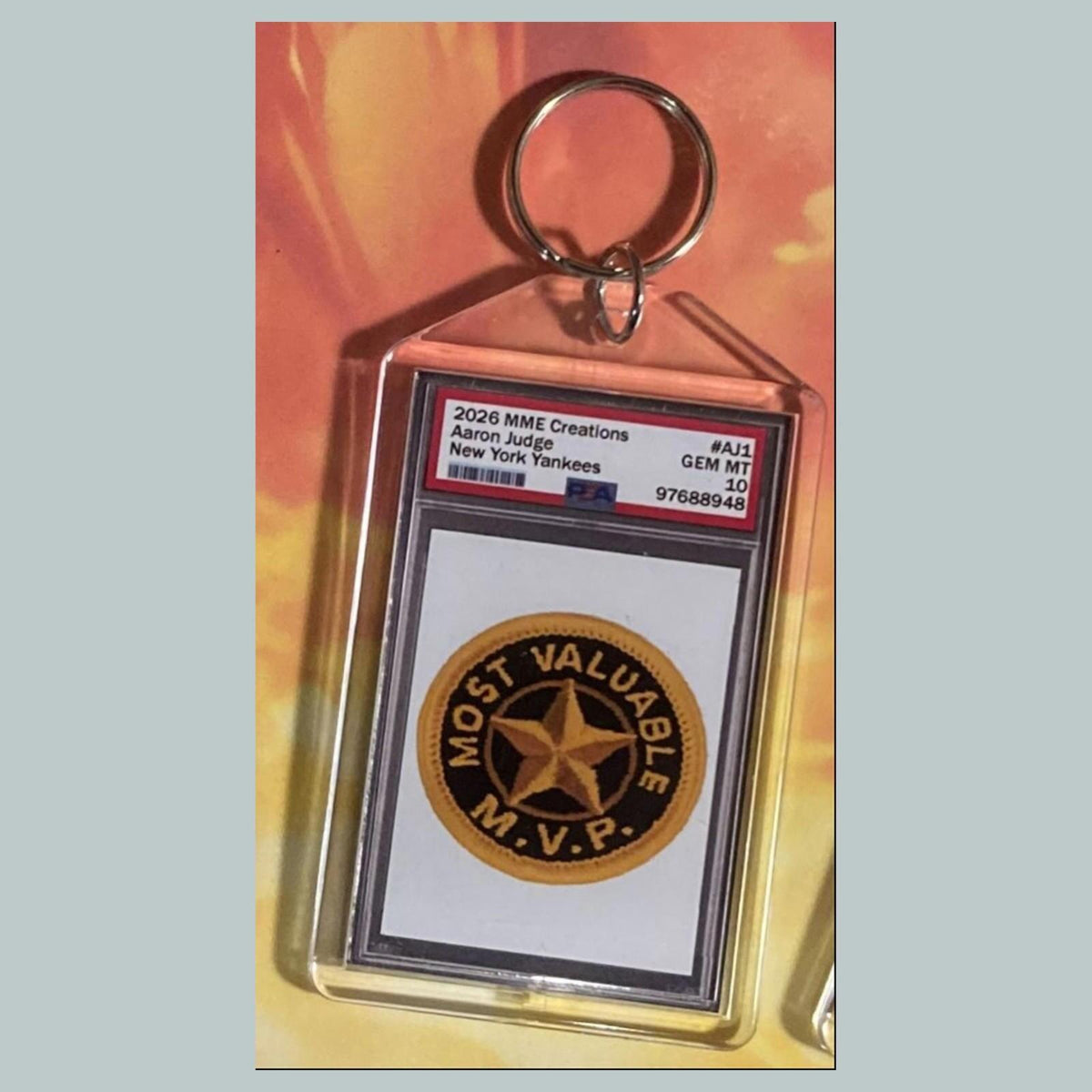 3758 Aaron Judge Green Shimmer Custom Hand Made Keychain Makes A Great Gift