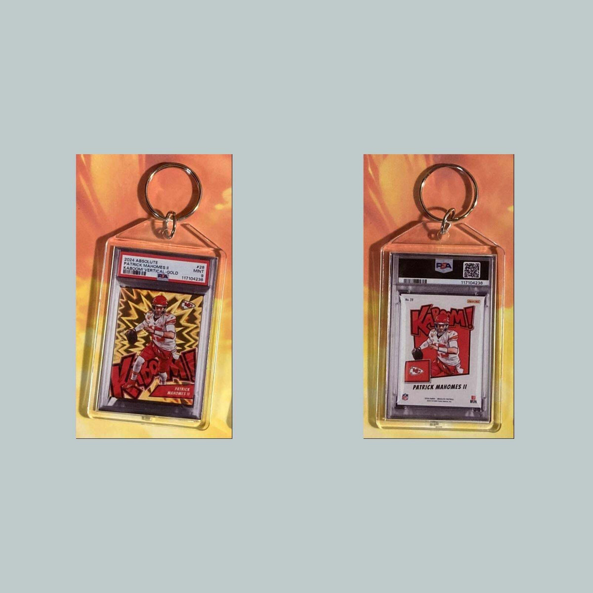 3617 Patrick Mahomes 2024 Panini Absolute Gold Kaboom Custom Keychain